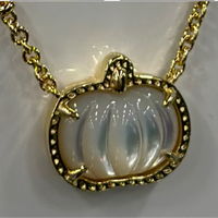 Ivory Pumpkin Short Pendant Necklace - Ivory Mother of Pearl