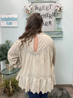 Taupe Eyelet Blouse
