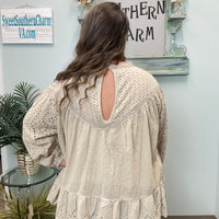 Taupe Eyelet Blouse