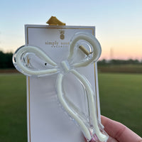 Bow Hair Clip (Duo ) - Bow White