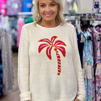 Lulu-B Sweater - White Palm Tree