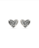 Ari Heart Rhodium Stud Earring in Platinum Drusy
