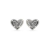 Ari Heart Rhodium Stud Earring in Platinum Drusy