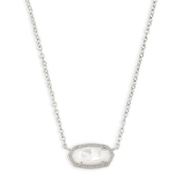 Elisa Short Pendant Necklace Silver in Mother of Pearl