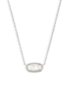 Elisa Short Pendant Necklace Silver in Mother of Pearl