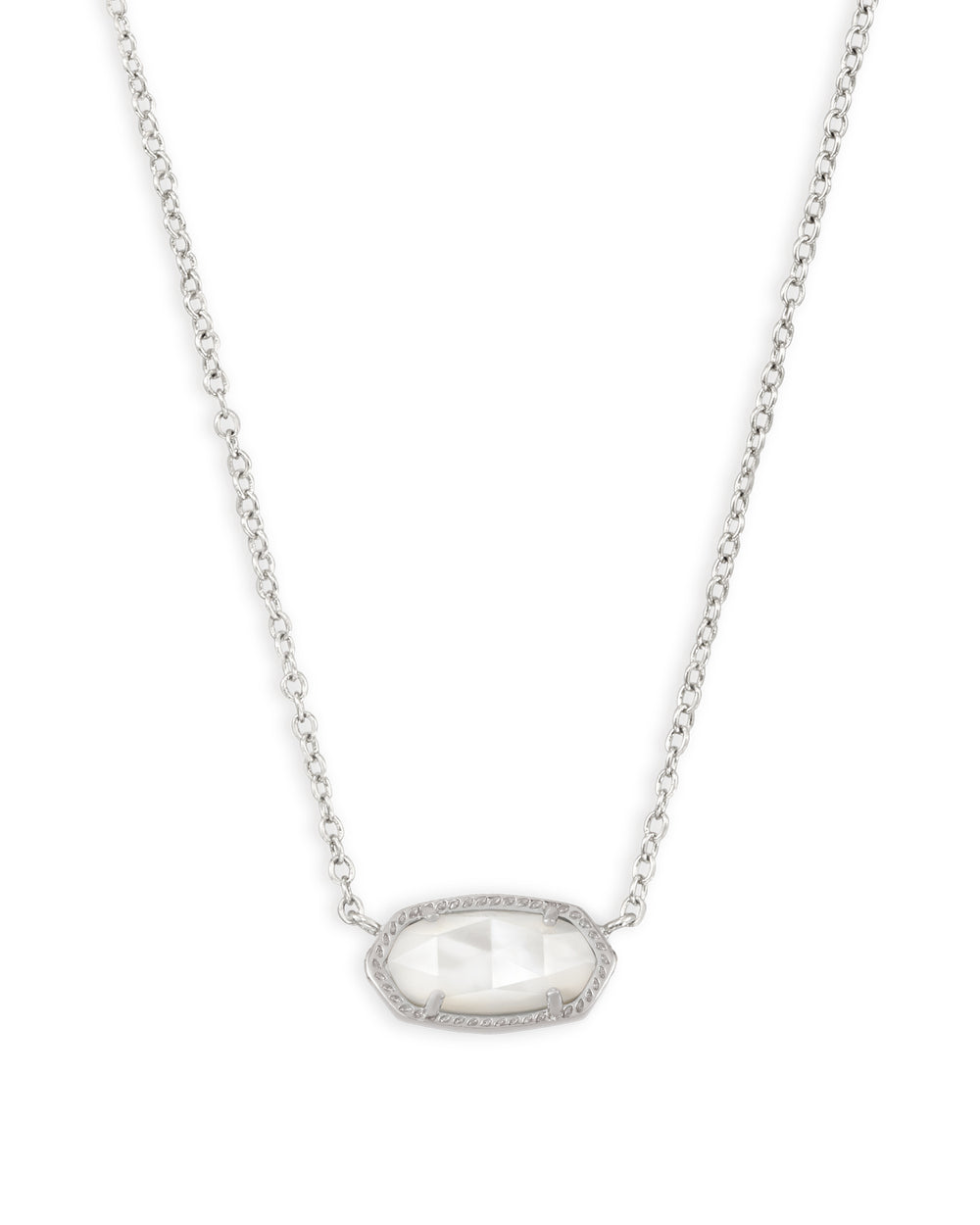 Elisa Short Pendant Necklace Silver in Mother of Pearl