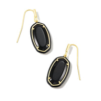 Dani Enamel Frame Drop Earring Gold in Black Agate