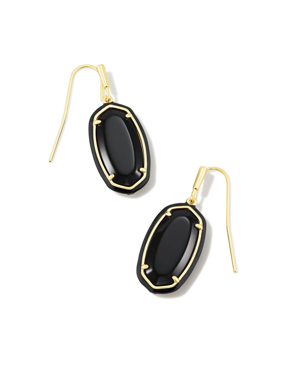 Dani Enamel Frame Drop Earring Gold in Black Agate