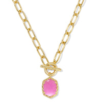 Daphne Gold Link and Chain Necklace in Azalea Illusion