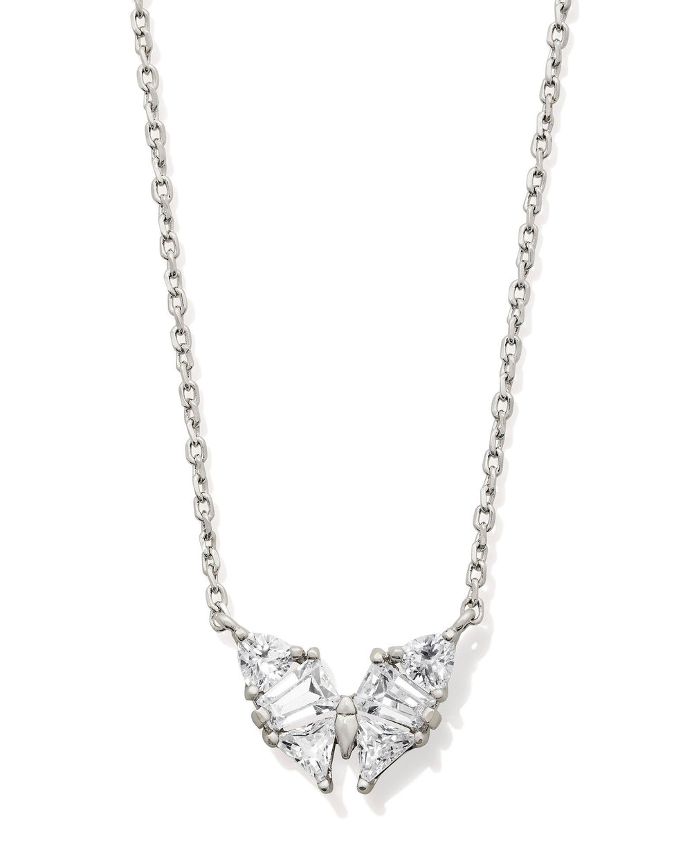 Blair Butterfly Small Pendant Necklace Rhodium in White Crystal