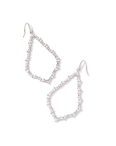 Sophee Rhodium Crystal Open Frame Earrings in White Crystal