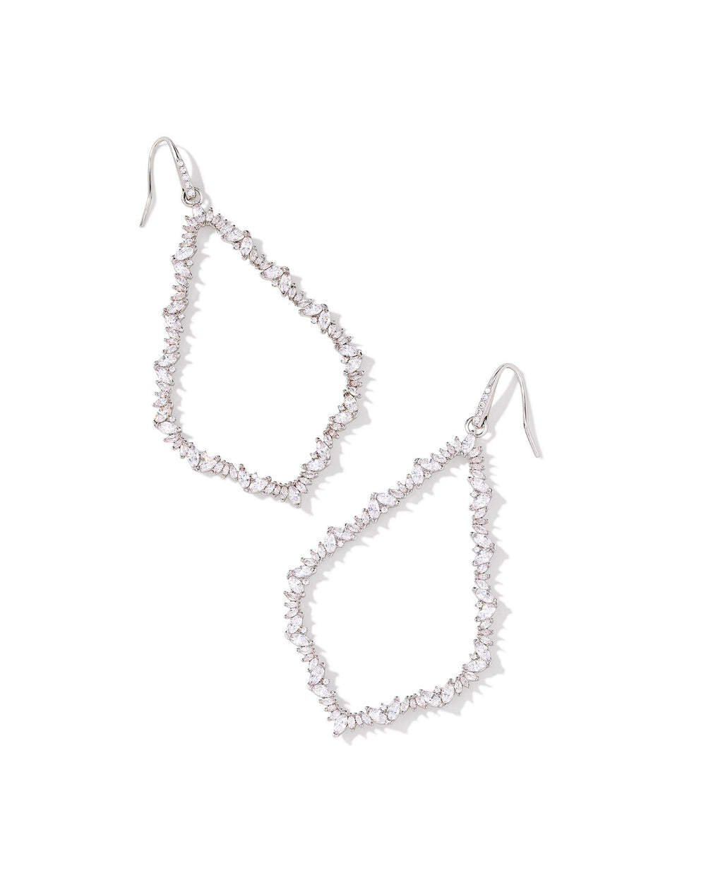 Sophee Rhodium Crystal Open Frame Earrings in White Crystal