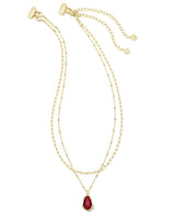 Alexandria Gold Multi Strand Necklace in Cranberry Illusion
