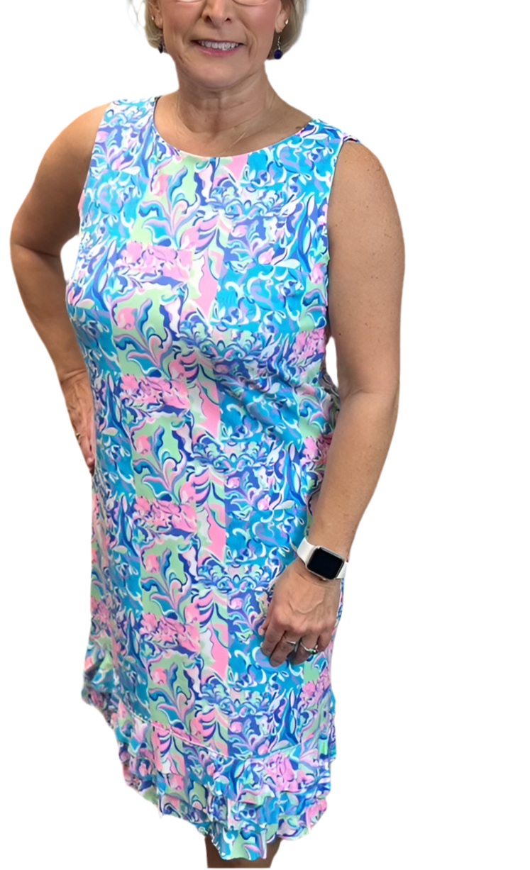 SPX4579 Midi Sleeveless Ruffle Trim Dress - PAPW