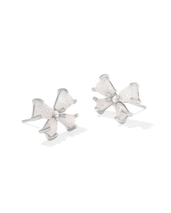 Blair Silver Bow Small Stud Earrings in Iridescent Drusy