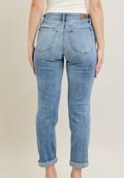 Mid-Rise Bleach Wash Boyfriend Jeans
