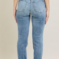 Mid-Rise Bleach Wash Boyfriend Jeans