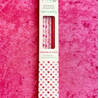 Falling In Love + Pink Reusable Straw Set