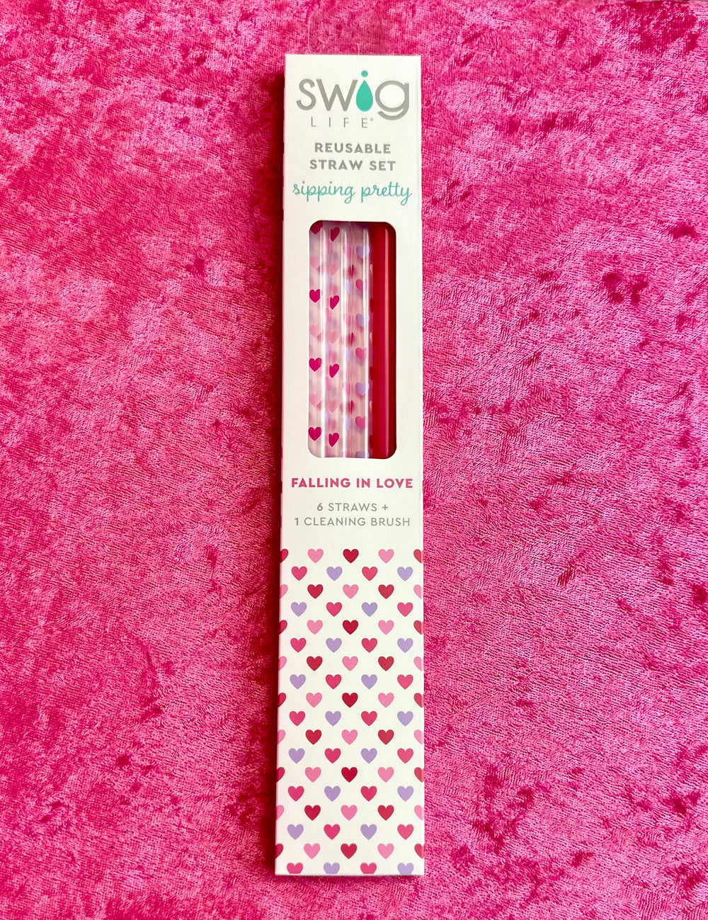 Falling In Love + Pink Reusable Straw Set