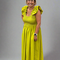 Chartreuse Ruffle Sleeve Maxi Dress