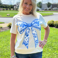 Blue Coquette Bow Tee (Front Pattern)