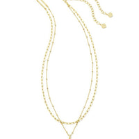 Alexandria Gold Multi Strand Necklace in Iridescent Clear Rock Crystal