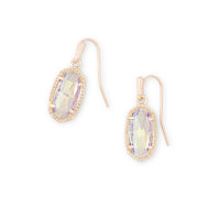 Lee Rose Gold Drop Earrings in Dichroic Glass