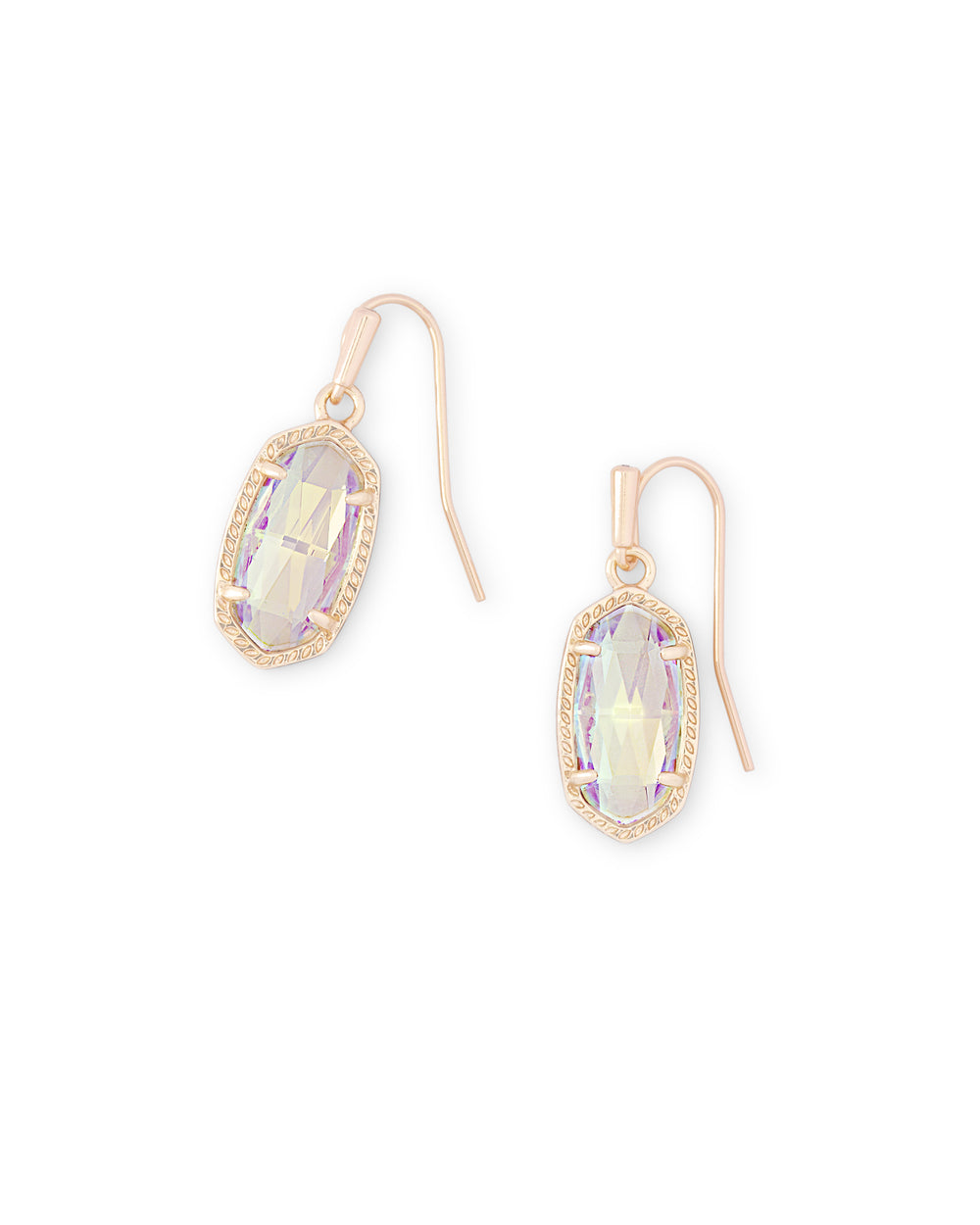 Lee Rose Gold Drop Earrings in Dichroic Glass