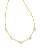 Cailin Gold Crystal Strand Necklace in White Crystal
