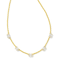 Cailin Gold Crystal Strand Necklace in White Crystal