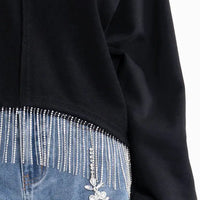 Black Rhinestone Fringe Sweatshirt