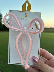 Bow Hair Clip (Duo ) - Bow Pink