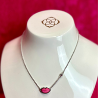 Lips Pendant Necklace Silver in Hot Pink Mother of Pearl