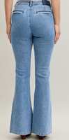 High-Rise Flare Jeans with Front Patch
