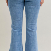 High-Rise Flare Jeans with Front Patch