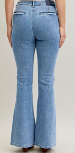 High-Rise Flare Jeans with Front Patch
