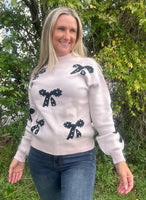 Pearl Embellished Bow Sweater
