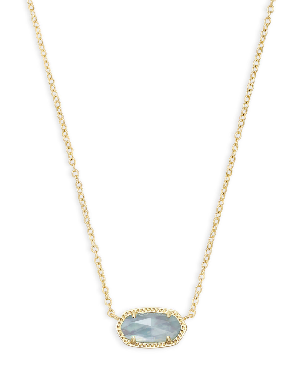 Elisa Gold Pendant Necklace in Light Blue Illusion