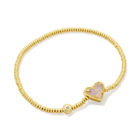 9608871023 Ari Heart Gold Stretch Bracelet in Iridescent Drusy