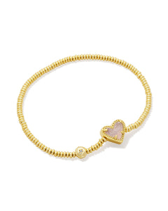 9608871023 Ari Heart Gold Stretch Bracelet in Iridescent Drusy
