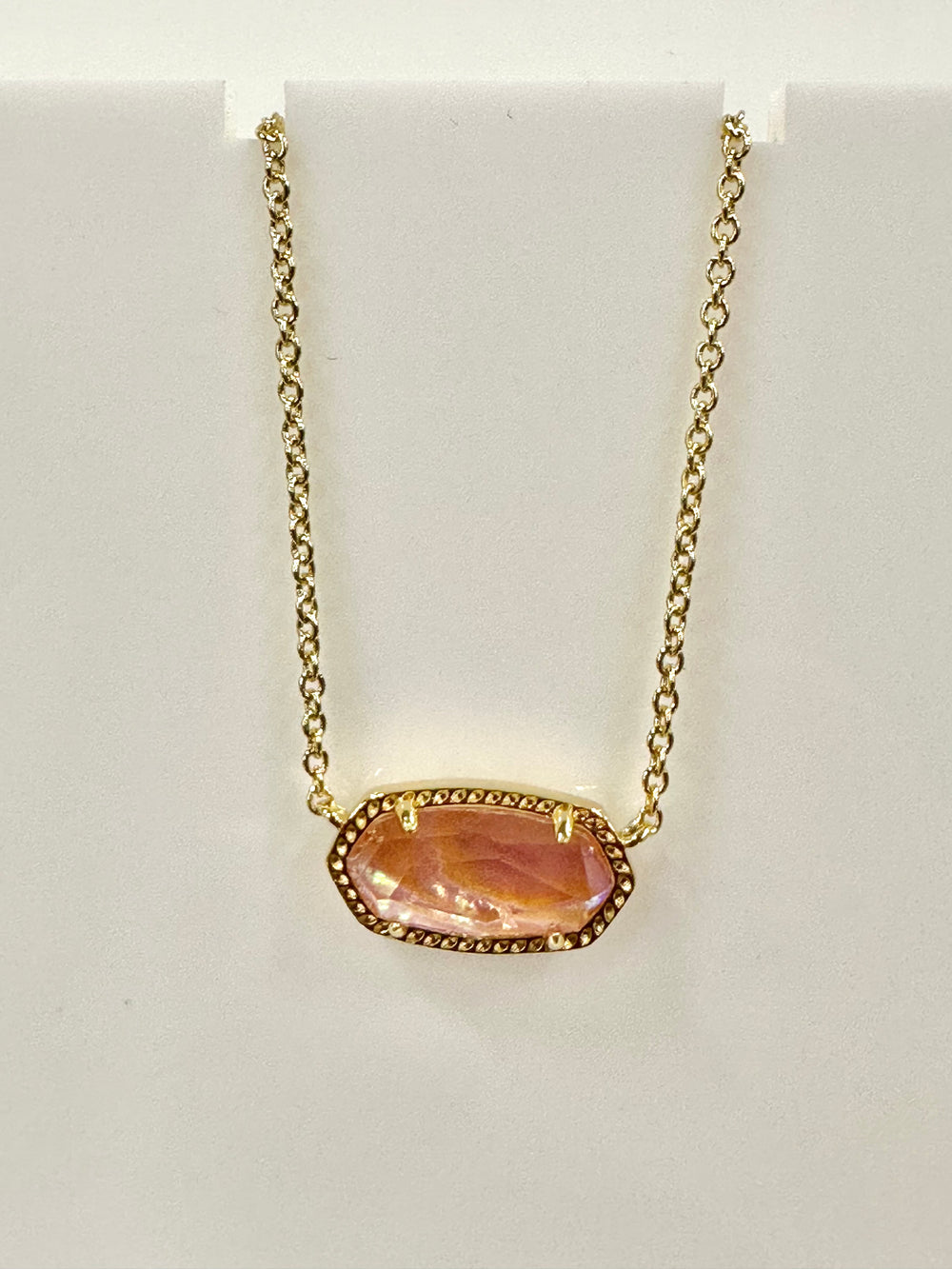 9608864952 - Elisa Necklace in Gold Light Pink Iridescent Abalone