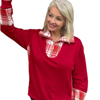 Juniper Plaid Pullover - Red