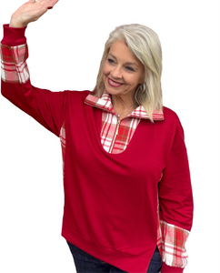 Juniper Plaid Pullover - Red