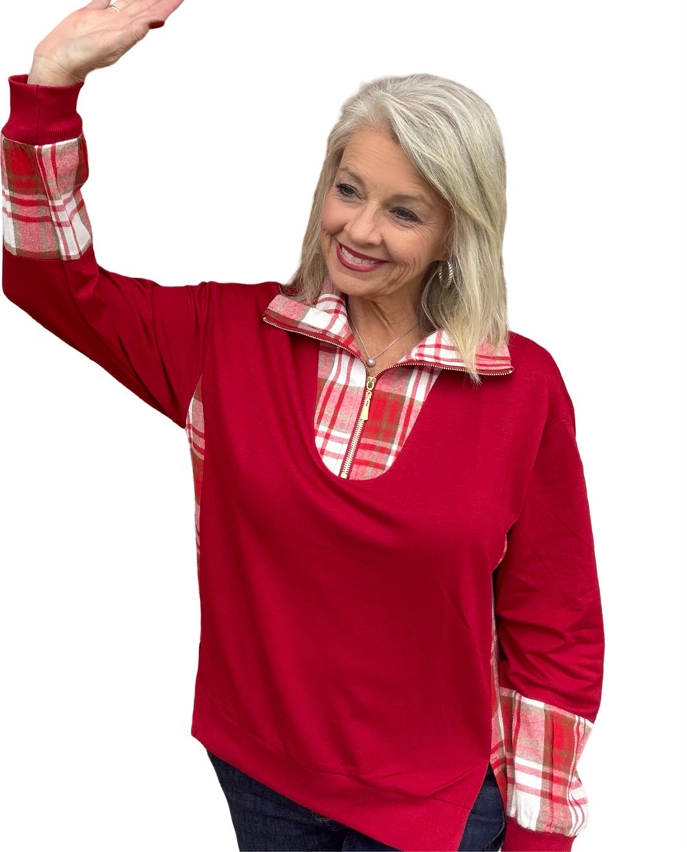 Juniper Plaid Pullover - Red