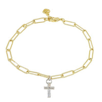 B5410-G00P - Diamante Charm Bracelet Cross - Gold