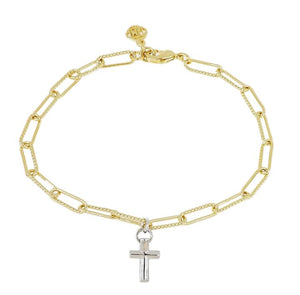 B5410-G00P - Diamante Charm Bracelet Cross - Gold