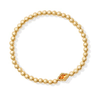 Abbie Gold Beaded Stretch Bracelet in Marbled Amber Illusion