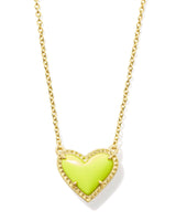 Ari Heart Gold Pendant Necklace in Chartreuse Magnesite
