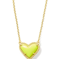 Ari Heart Gold Pendant Necklace in Chartreuse Magnesite