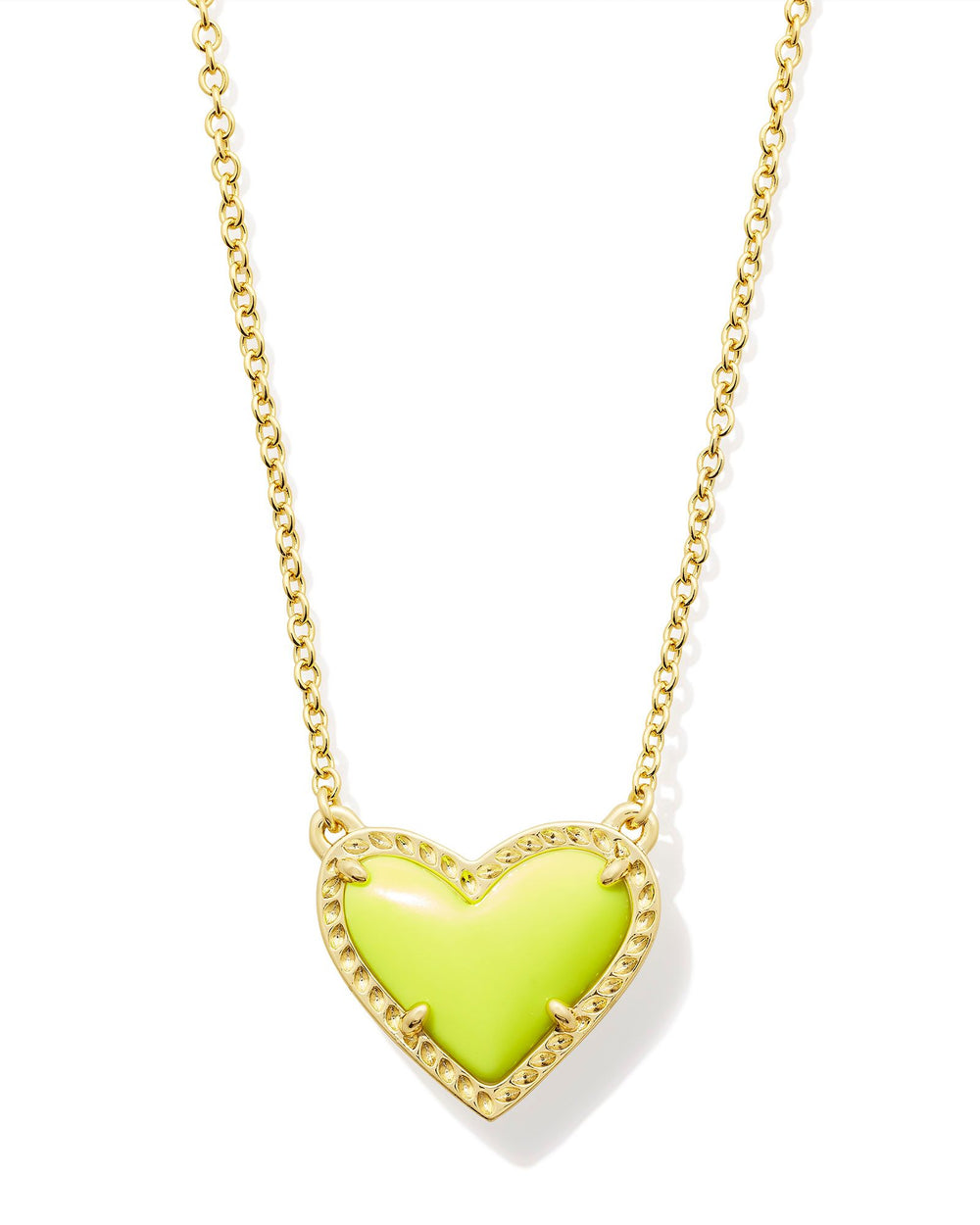 Ari Heart Gold Pendant Necklace in Chartreuse Magnesite